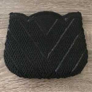 Elegant Black Beaded Clutch